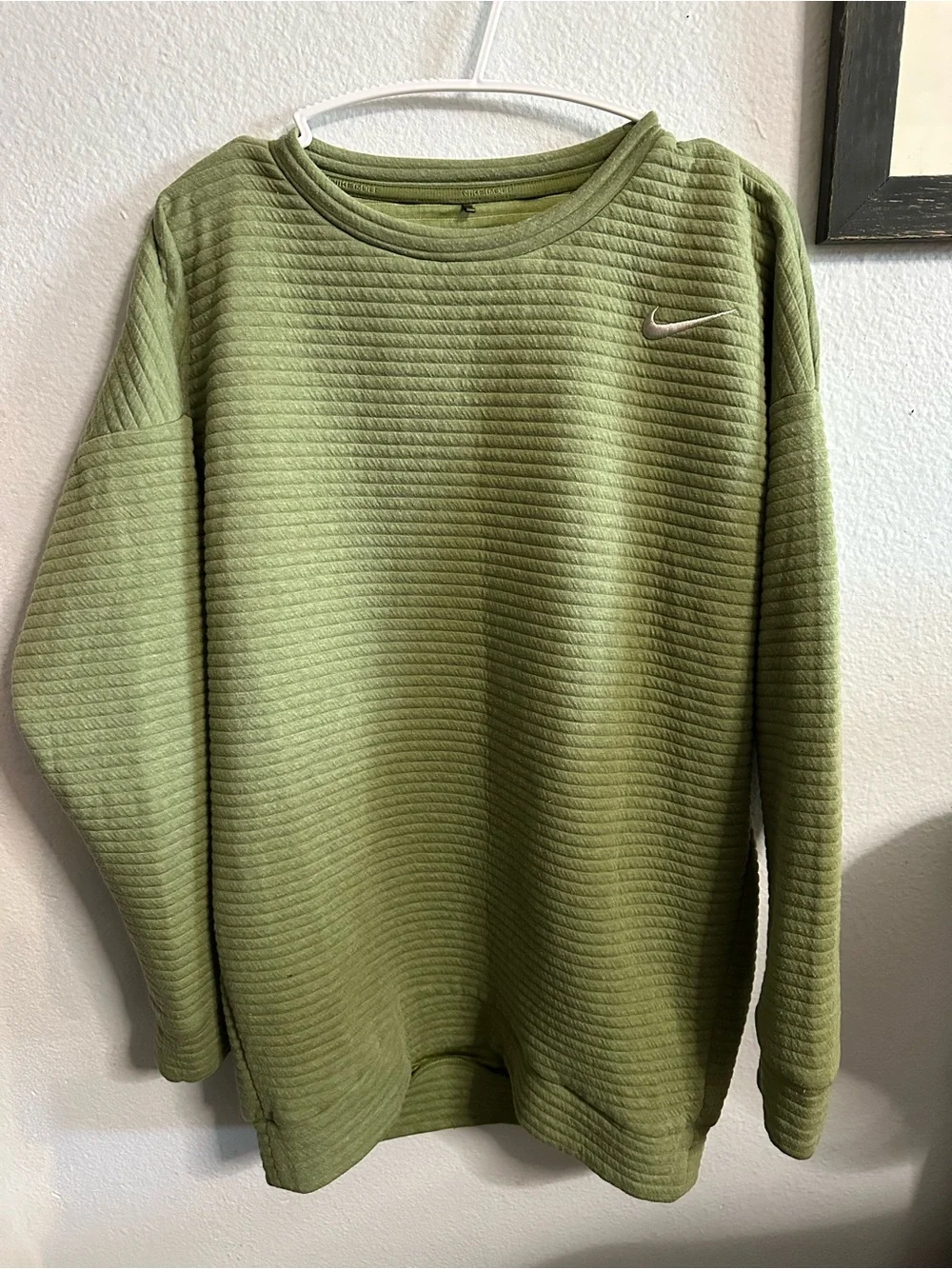 Nike Olive Green Quilted Crewneck Sweatshirt